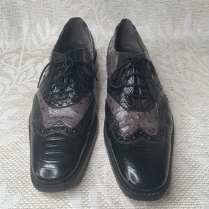 Stacy Adams Oxford Black And Gray Leather Dress Shoes Men's Size 9.5